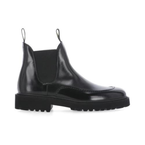 Doucal's Svarta Läder Chelsea Boots med Elastiska Insatser Black, Herr