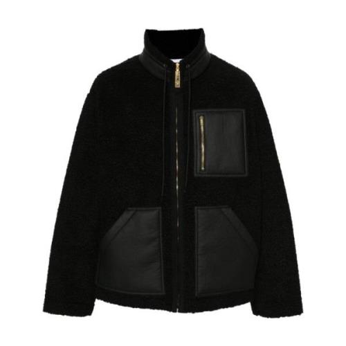 Moschino Shearling Panel Dragkedja Jacka Black, Herr