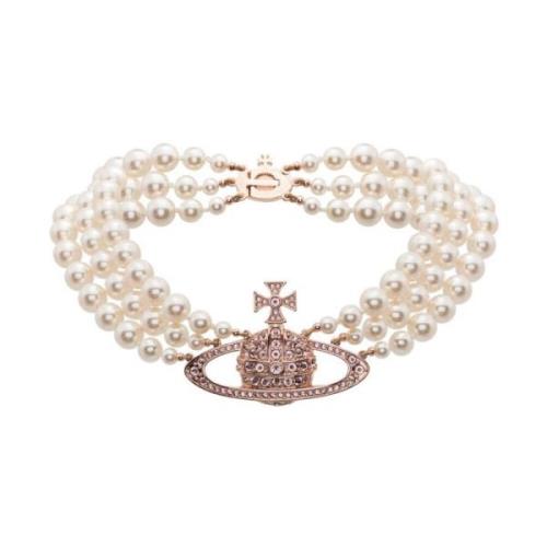 Vivienne Westwood Orb Kristall Pärlhalsband Pink, Dam