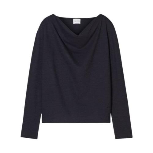 Closed Draped Wool Jersey Top Black, Dam