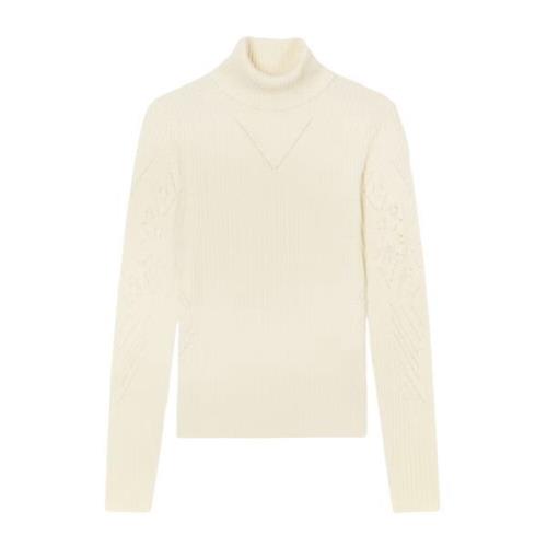 Ba&Sh Åtsittande Jersey med Hög Hals Beige, Dam