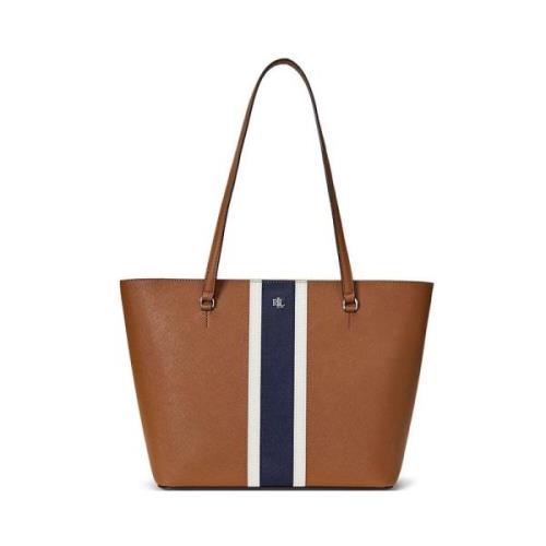 Ralph Lauren Borsa Karly shopper medium i läder Brown, Dam