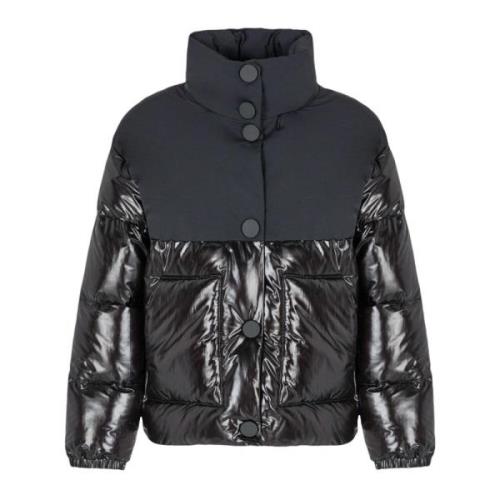 Armani Exchange Svart hög hals huva kappa Black, Dam