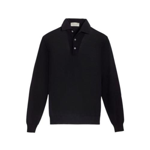 Filippo De Laurentiis Merinoull långärmad polo Black, Herr