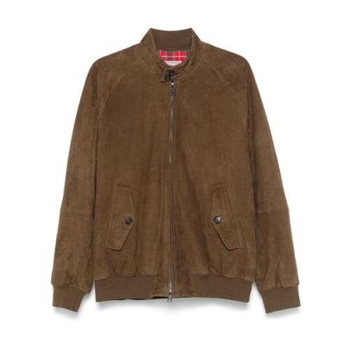 Baracuta Brun Mocka Dragkedja Jacka Brown, Herr