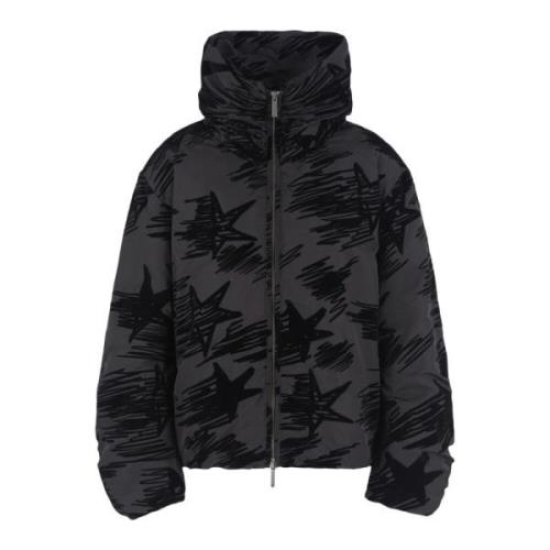 Emporio Armani Svart Nylon Flock Kappa Full Zip Black, Dam