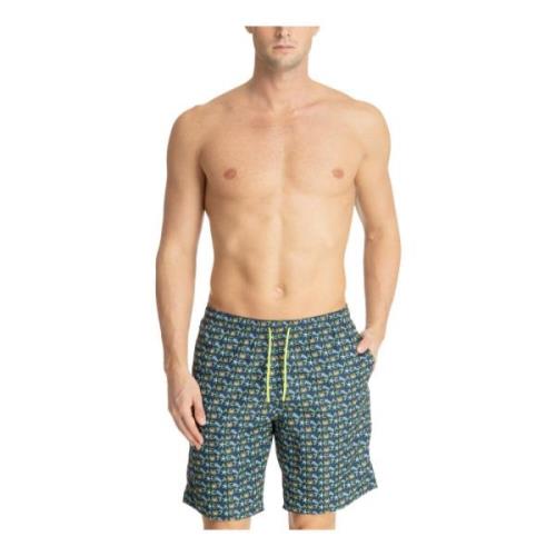 Emporio Armani EA7 Abstrakta Simshorts med Fickor Multicolor, Herr