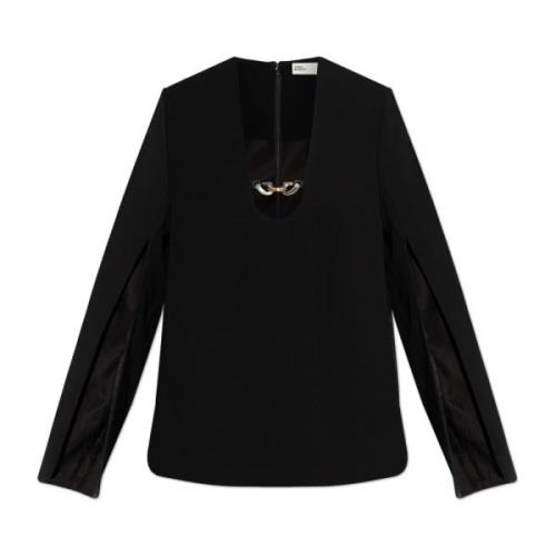 Tory Burch Långärmad topp med sprund Black, Dam