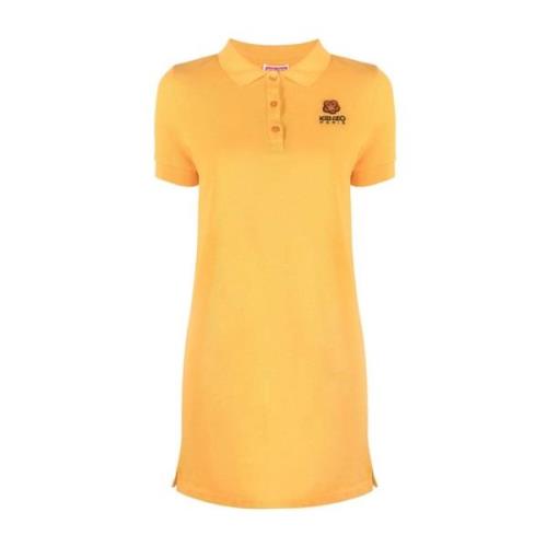 Kenzo Logo Polo Midi Klänning i Orange Orange, Dam