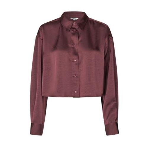 mbyM Röd Satin Cropped Blus Emele Red, Dam