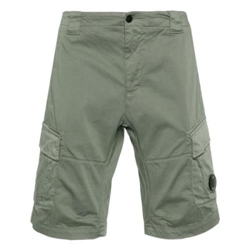 C.p. Company Gröna Cargo Shorts i Stretch Sateen Green, Herr