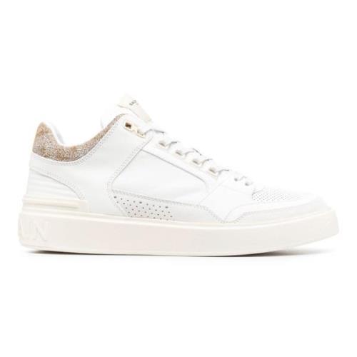 Balmain Avslappnad Vita Sneakers Kalvskinn Mocka White, Herr