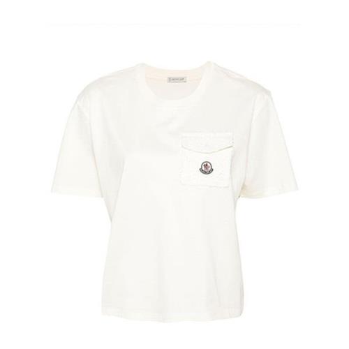 Moncler Avslappnad Bomull T-shirt White, Herr