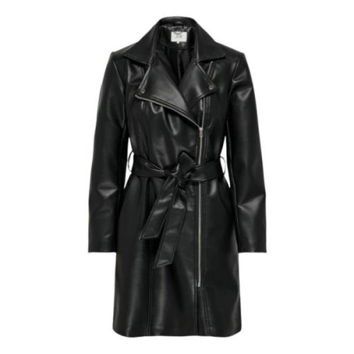 Jacqueline de Yong Faux läder biker jacka Black, Dam