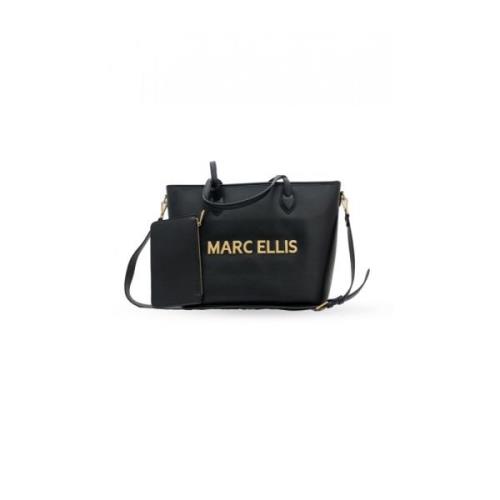 Marc Ellis Svart Macro Tote Väska med Justerbar Rem Black, Dam