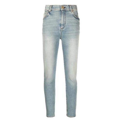 Balmain Blå Skinny Jeans Mid-Rise Casual Stil Blue, Dam