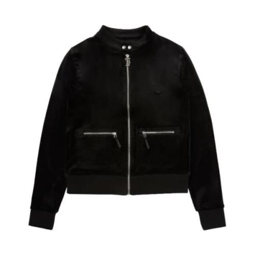 Juicy Couture Svart Velour Moto Tröja Black, Dam