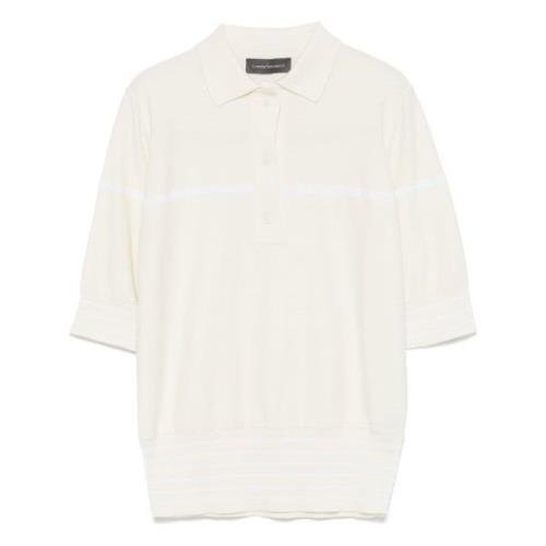 Lorena Antoniazzi Casual Stickad Polo Tröja i Vit White, Dam