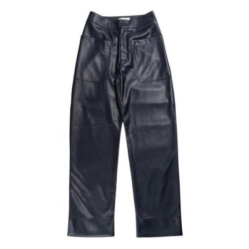 Essentiel Antwerp Faux Leather Cargo Pant Blue, Dam