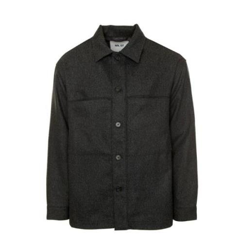 Nn07 Twill Overshirt med Stora Fickor Gray, Herr