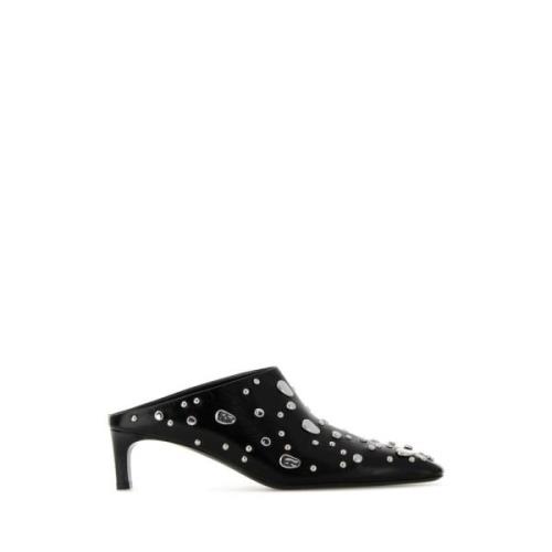 Jil Sander Svarta lädermules 5 cm klackhöjd Black, Dam