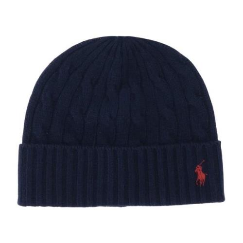 Polo Ralph Lauren Flätad ullblandning Beanie Navy Blue, Herr