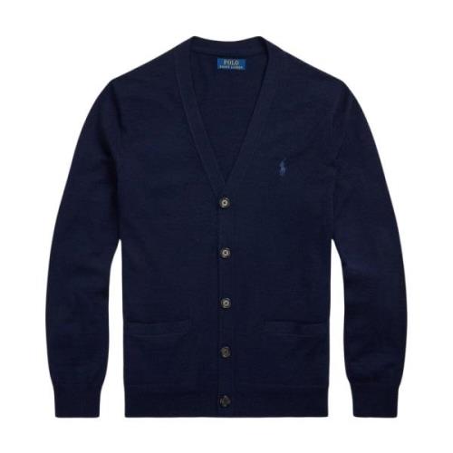 Polo Ralph Lauren Slim-Fit Tvättbar Ull Cardigan Blue, Herr