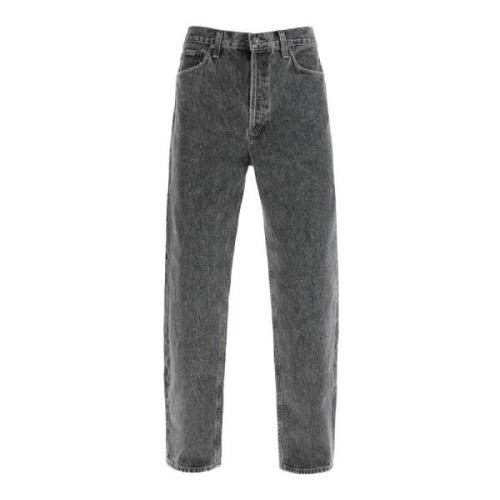 Agolde Avslappnade Straight Jeans i Fräsch Grå Gray, Herr