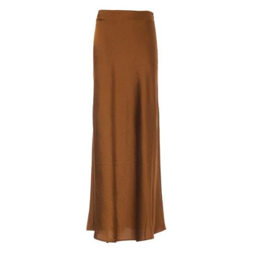 Essentiel Antwerp Bronze Maxi Satin Långkjol Brown, Dam