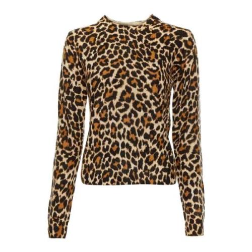 Essentiel Antwerp Leopardmönstrad Stickad Tröja Multicolor, Dam