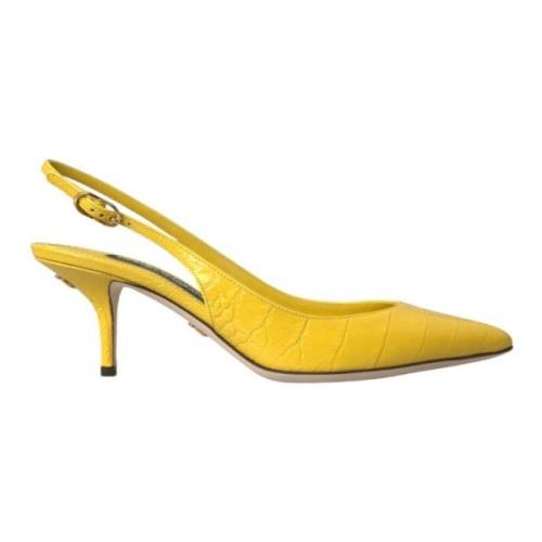 Dolce & Gabbana Gula Läder Slingback Klackskor Yellow, Dam