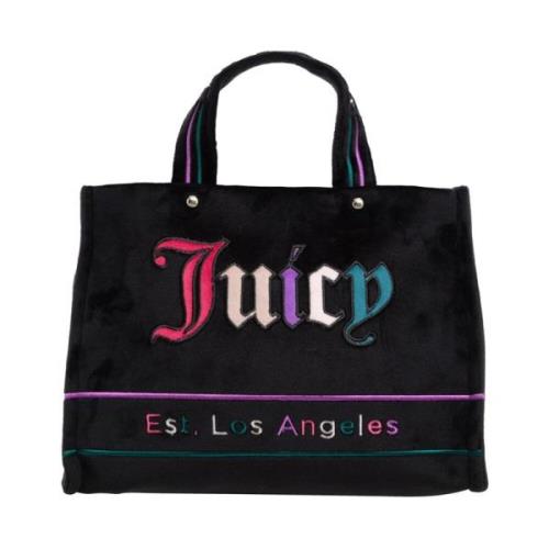 Juicy Couture Sammet Shopper Väska med Guld Detaljer Multicolor, Dam