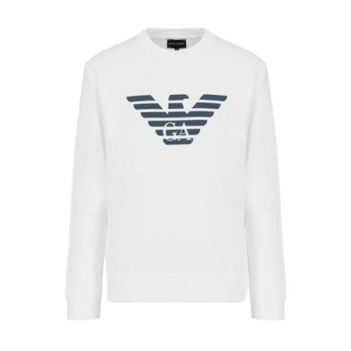 Emporio Armani Klassisk Crewneck Sweatshirt White, Herr