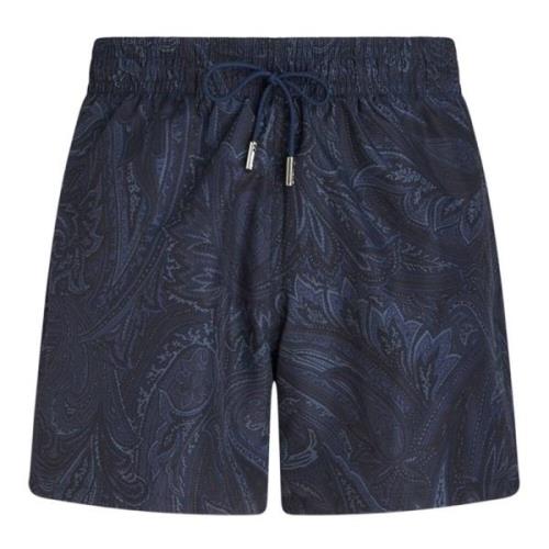 Etro Blå Paisley Badshorts Blue, Herr