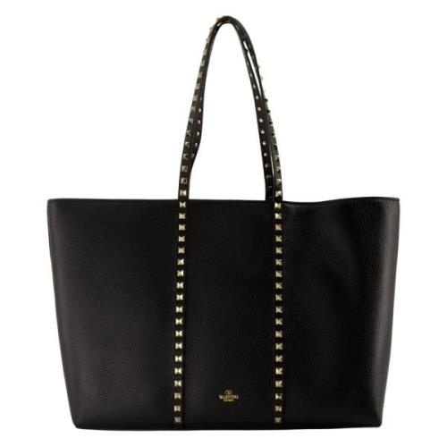 Valentino Garavani Svart läder tote väska Rockstud Black, Dam