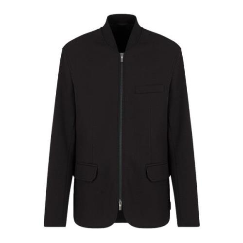 Armani Exchange Svart Bomber Dragkedja Jacka Black, Herr