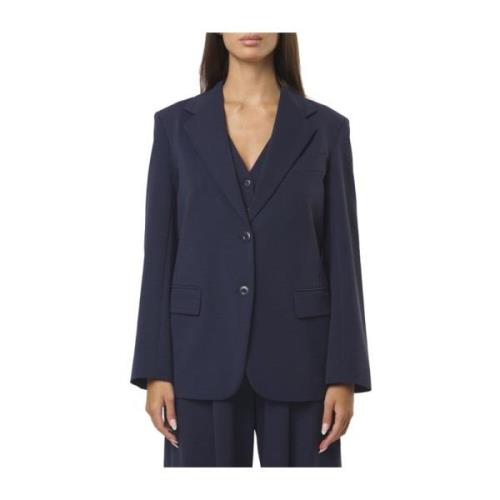 Max Mara Weekend Blå Bomull Jersey Blazer Blue, Dam