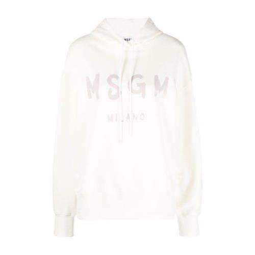 Msgm Casual Beige Bomull Hoodie Beige, Dam