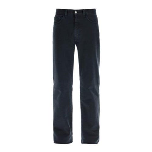 Ermenegildo Zegna Mörk Tvätt Regular Fit Denim Jeans Blue, Herr