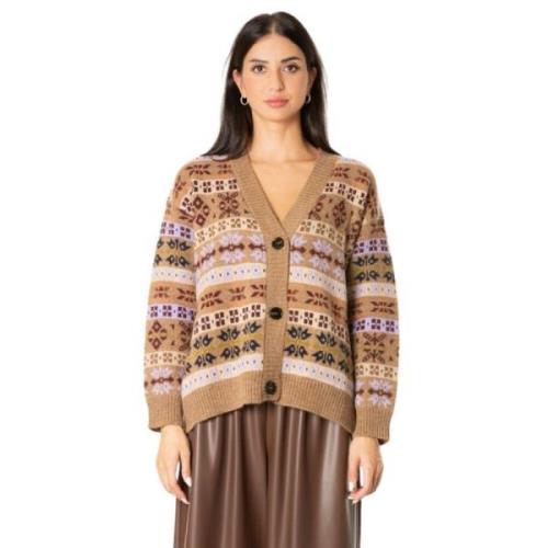 Max Mara Weekend Norsk Design Ullblandning Kofta Multicolor, Dam