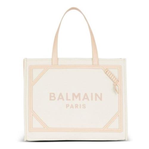 Balmain Avslappnad canvas toteväska i beige Beige, Dam