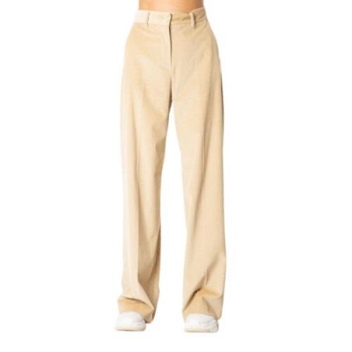 Max Mara Weekend Sammet Palazzo Byxor i Cacha Beige, Dam