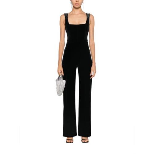 Patrizia Pepe Svart Sammet Jumpsuit Elegant Design Black, Dam