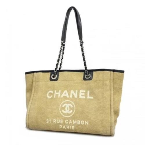 Chanel Vintage Pre-owned Canvas chanel-vskor Beige, Dam