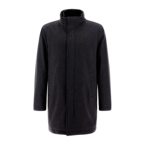 Herno Tweed Ylle Carcoat Black, Herr