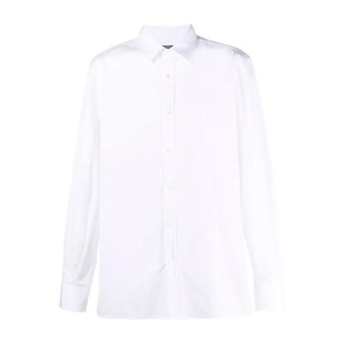 Balmain Vit Långärmad Bomullsskjorta White, Herr