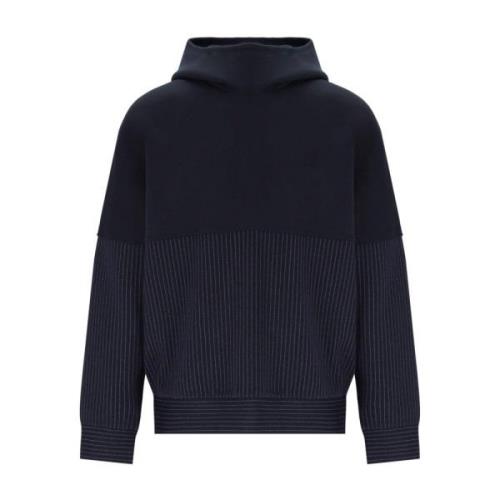 Emporio Armani Navy Blue Pinstripe Hoodie Blue, Herr