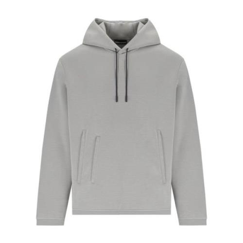 Emporio Armani Grå hoodie med dragkedjefickor Gray, Herr