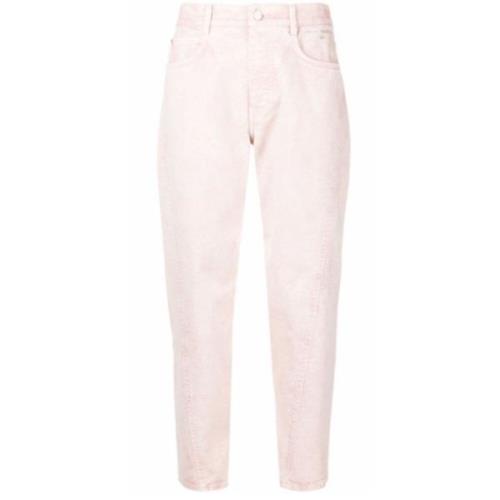 Stella McCartney Rosa Faded Cropped Denim Jeans Pink, Dam