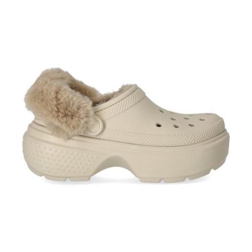 Crocs Stomp Fodrad Stucco Träsko Beige, Dam